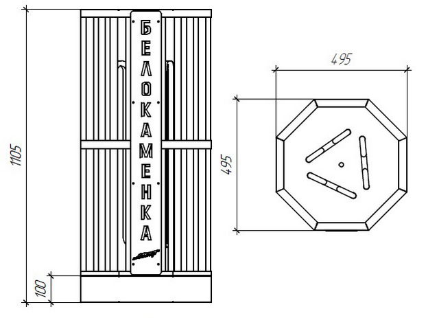 Размеры печи АТМОС 9-15 кВт