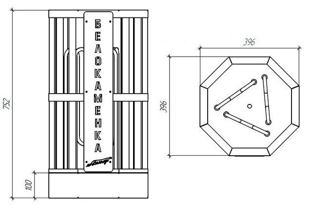 Размеры печи АТМОС 4-6 кВт