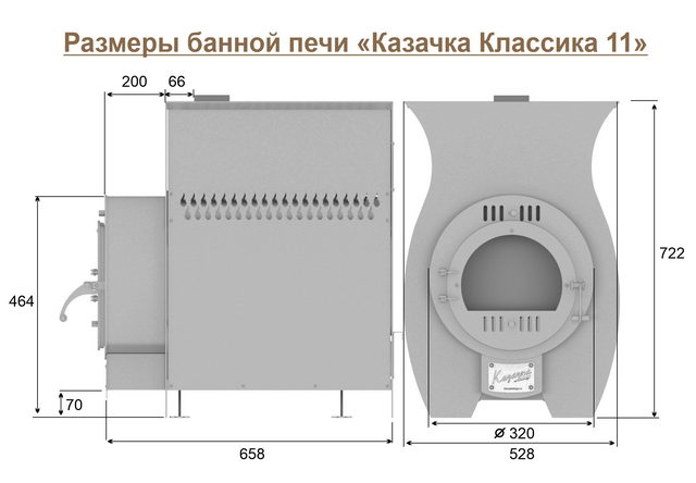 Размеры печи Казачка Классика 11