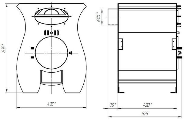 Размеры печи Кабыца 150